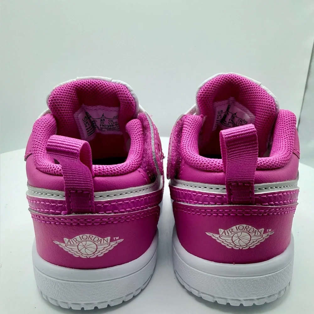 Nike Air Jordan 1 Low Toddler Sneakers Pink White | Size 5C | FN7398-600 - Picture 4 of 7